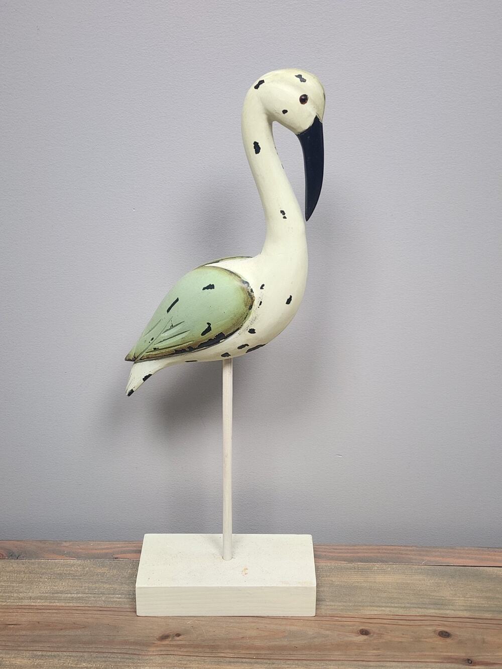Tall Coastal Egret Blue Bird Home Decor 18" Farmhouse Rustic